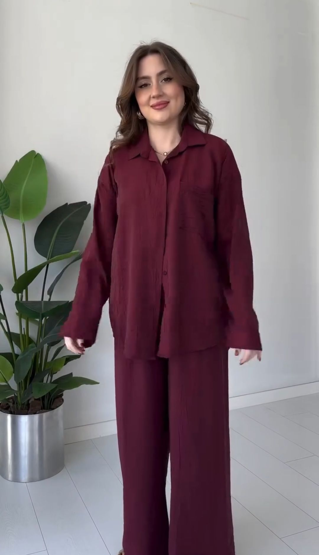 Loose Shirt And Pant Linen Co-ord Set
