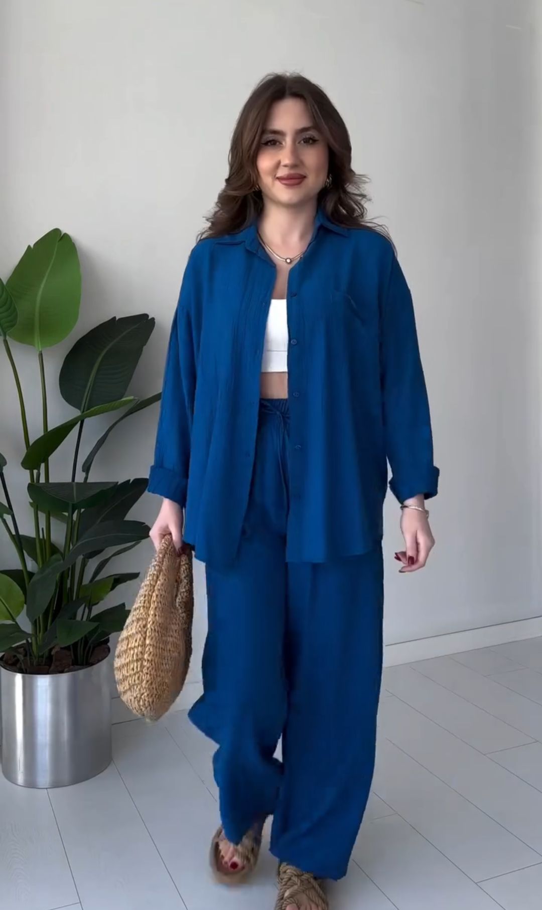 Loose Shirt And Pant Linen Co-ord Set